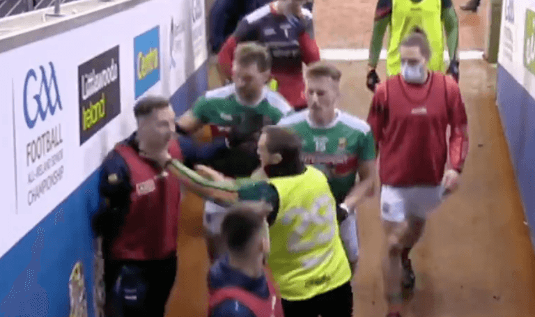 Dublin and Mayo players clash in tunnel at half time