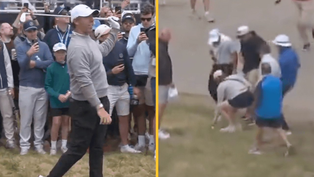 Fans try in vain to stop woman picking up Rory McIlroy’s ball at US Open
