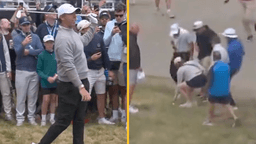 Fans try in vain to stop woman picking up Rory McIlroy’s ball at US Open
